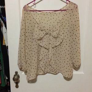 Bow back polka dot blouse